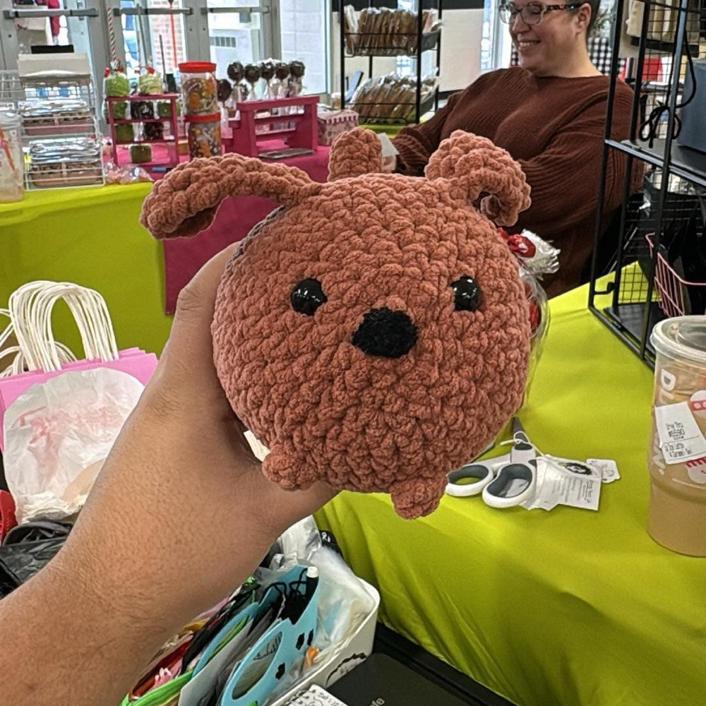 Crocheted Brown Weiner Dog Plushie